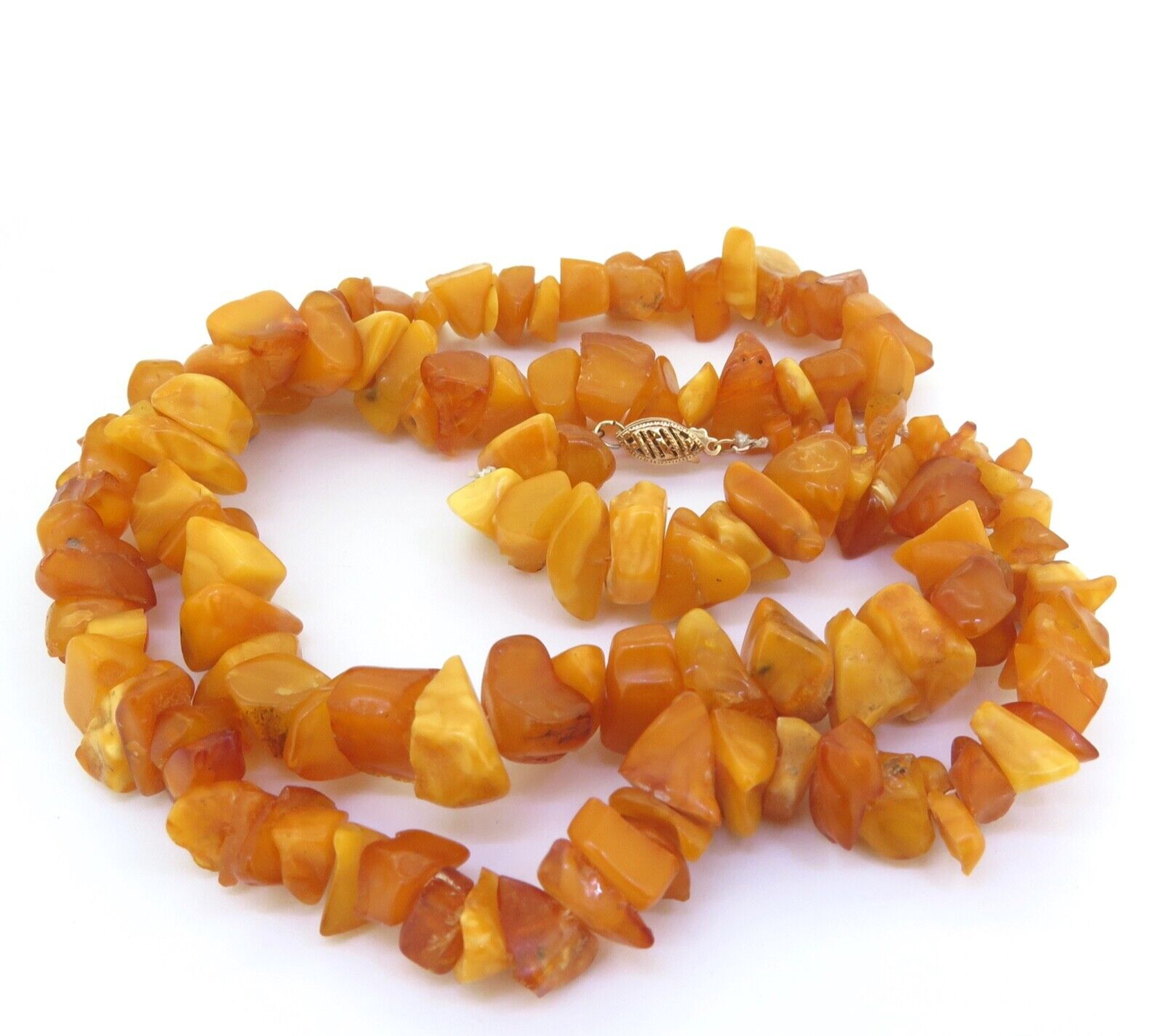 Beaded Amber Necklace Nuggets Beads Long Single Strand Genuine Vintage -  Ruby Lane